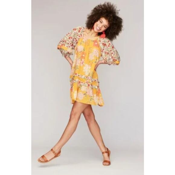 Roller Rabbit Semara Tamania Dress Floral Boho Cotton Dress Small - Picture 7 of 14